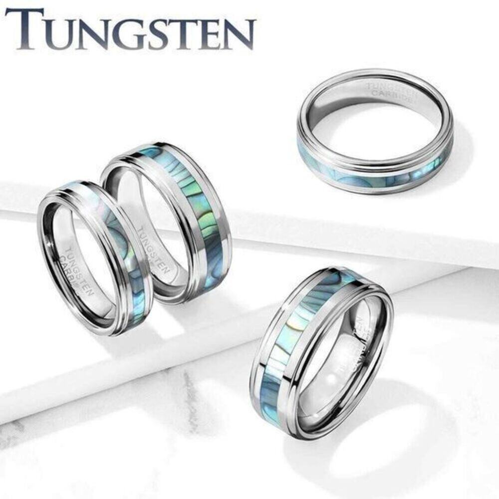 New Tungsten carbide Abalone Inlay Center Ring size‎ 8